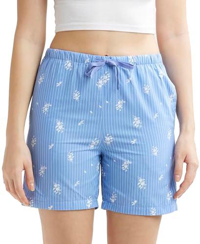 jockey women's shorts (rx15_iris blue assorted checks_l)(color may vary)