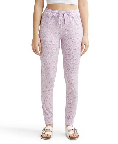 jockey women's super combed cotton relaxed fit cuffed hem styled printed pyjama_style_rx61_pastel lilac_l