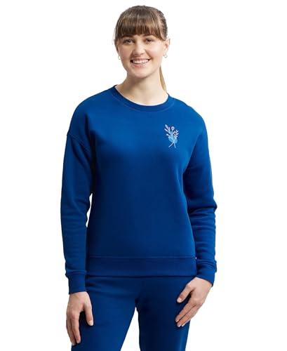 jockey women's super combed cotton rich fleece fabric printed sweatshirt with drop shoulder styling_style_u109_navy peony_l