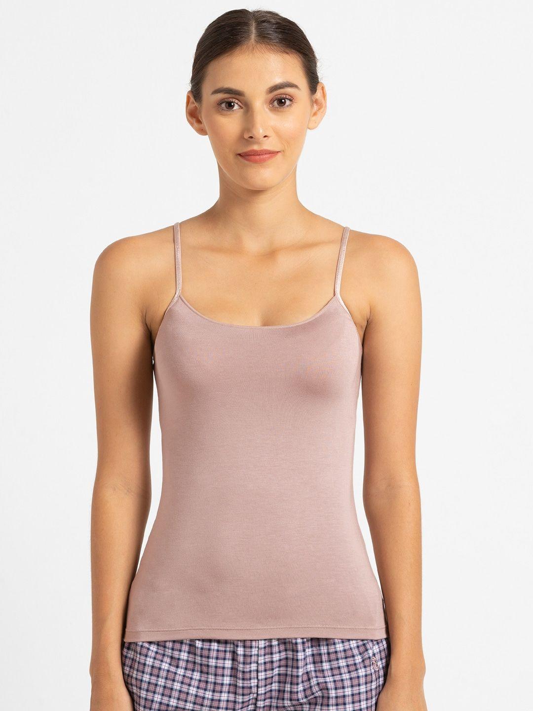 jockey women beige solid modern fit camisole