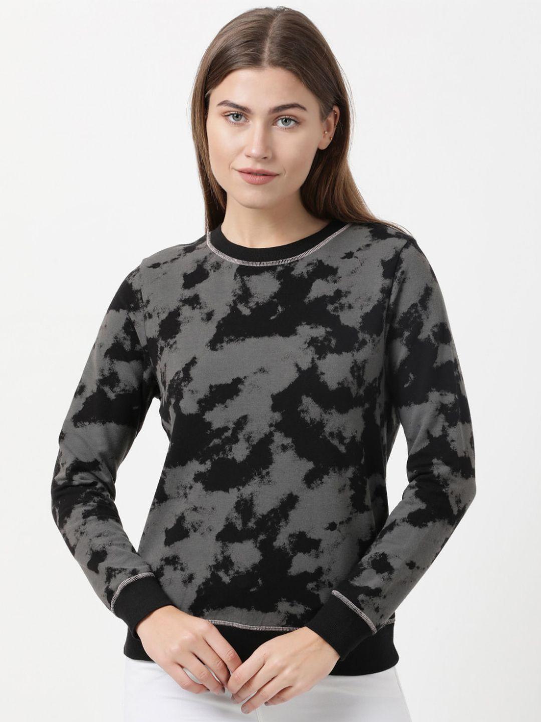 jockey women black printed cotton sweatshirt