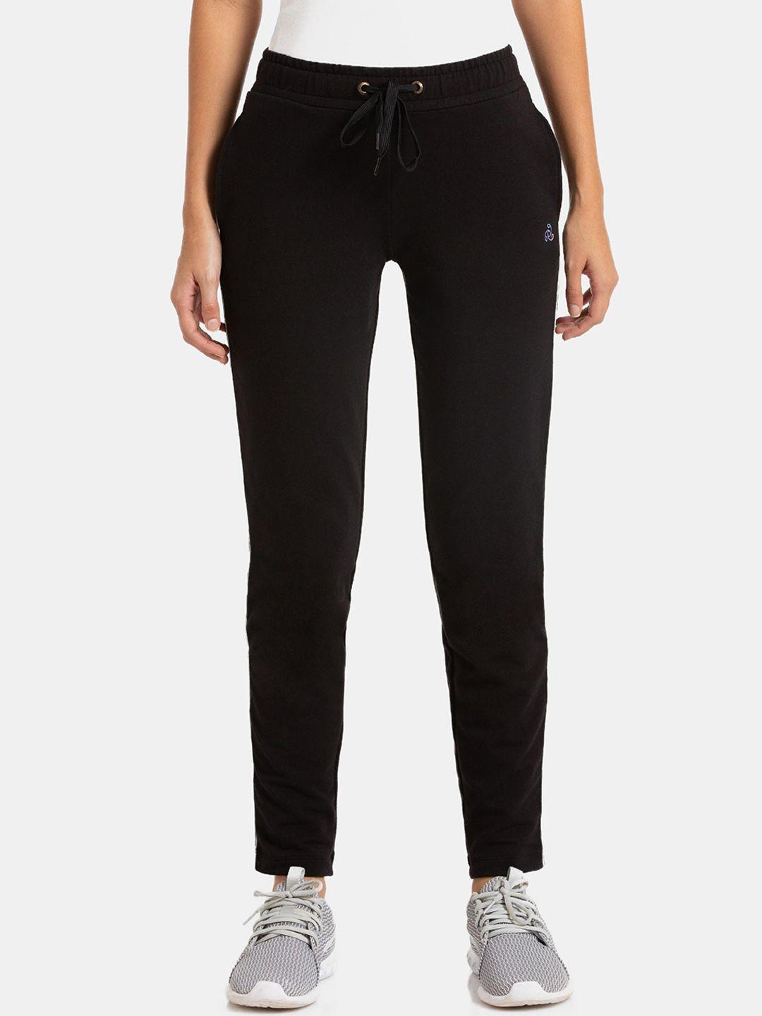 jockey women black solid straight-fit track pants