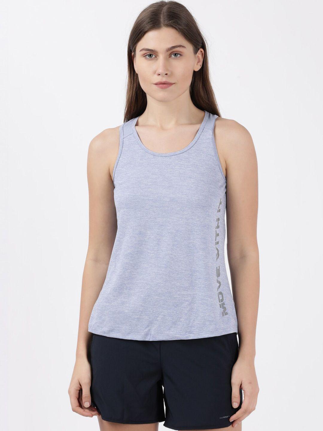 jockey women blue & grey printed pure cotton relaxed-fit tops