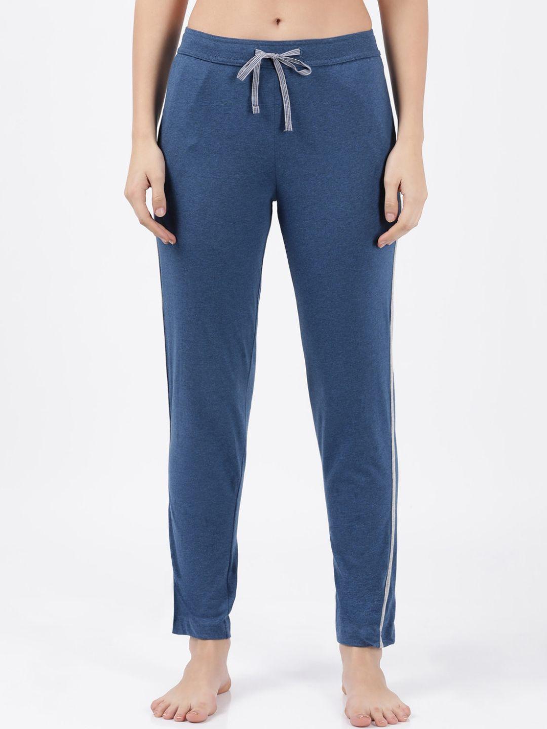 jockey women blue solid denim joggers