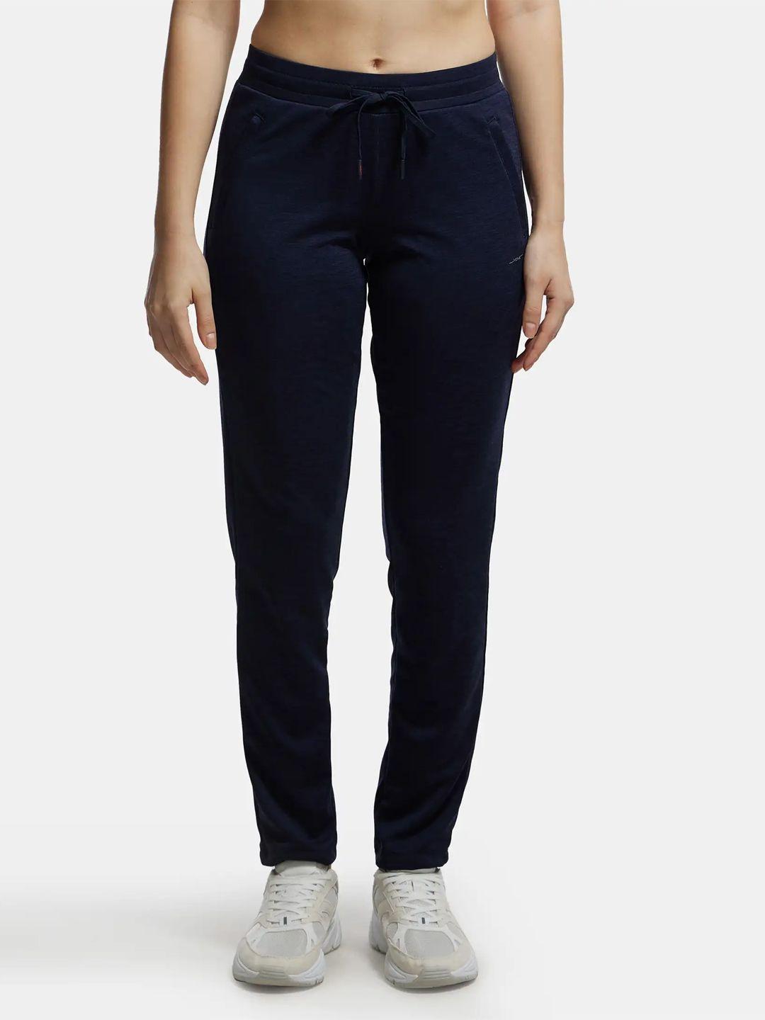 jockey women blue solid track pant