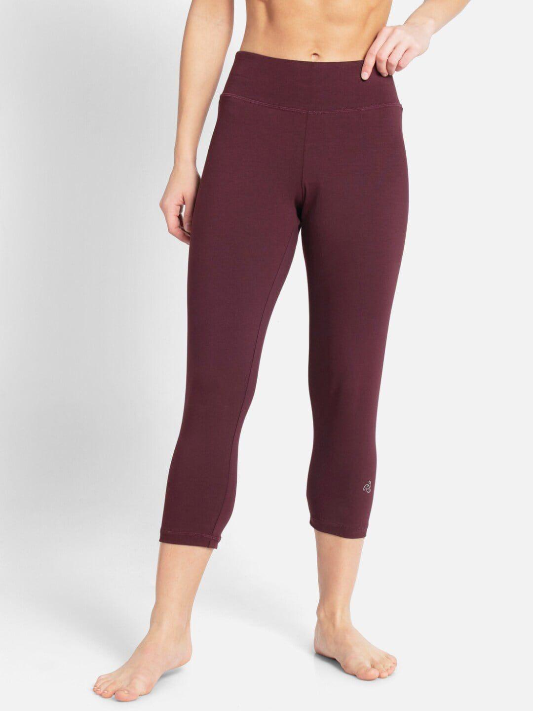 jockey women burgundy sports capris