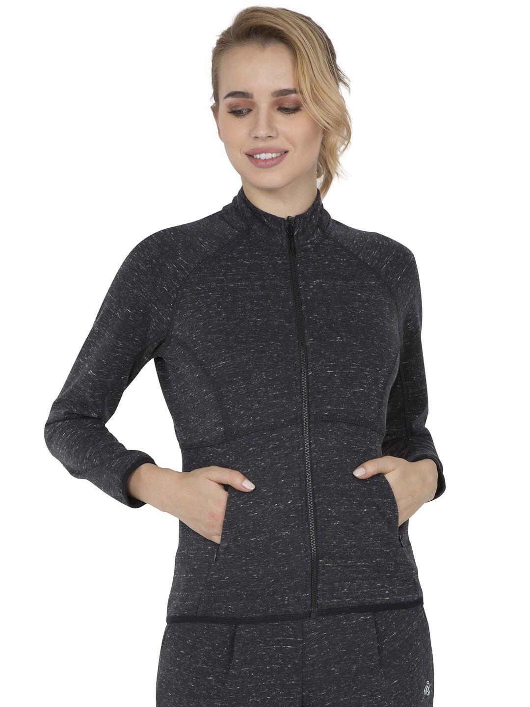 jockey women charcoal grey melange effect sporty jacket