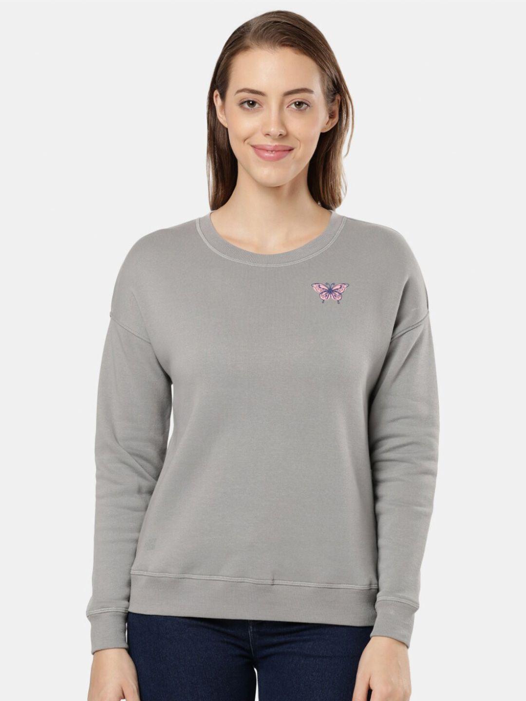 jockey women grey cotton solid sweatshirt