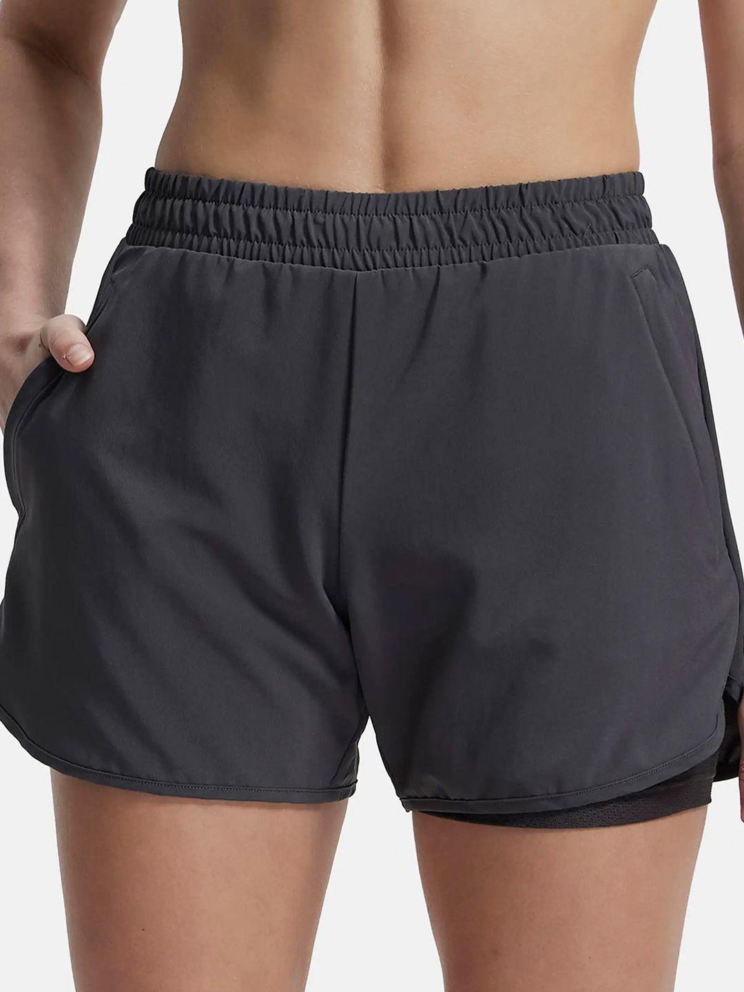 jockey women high-rise training or gym sports shorts with antimicrobial technology