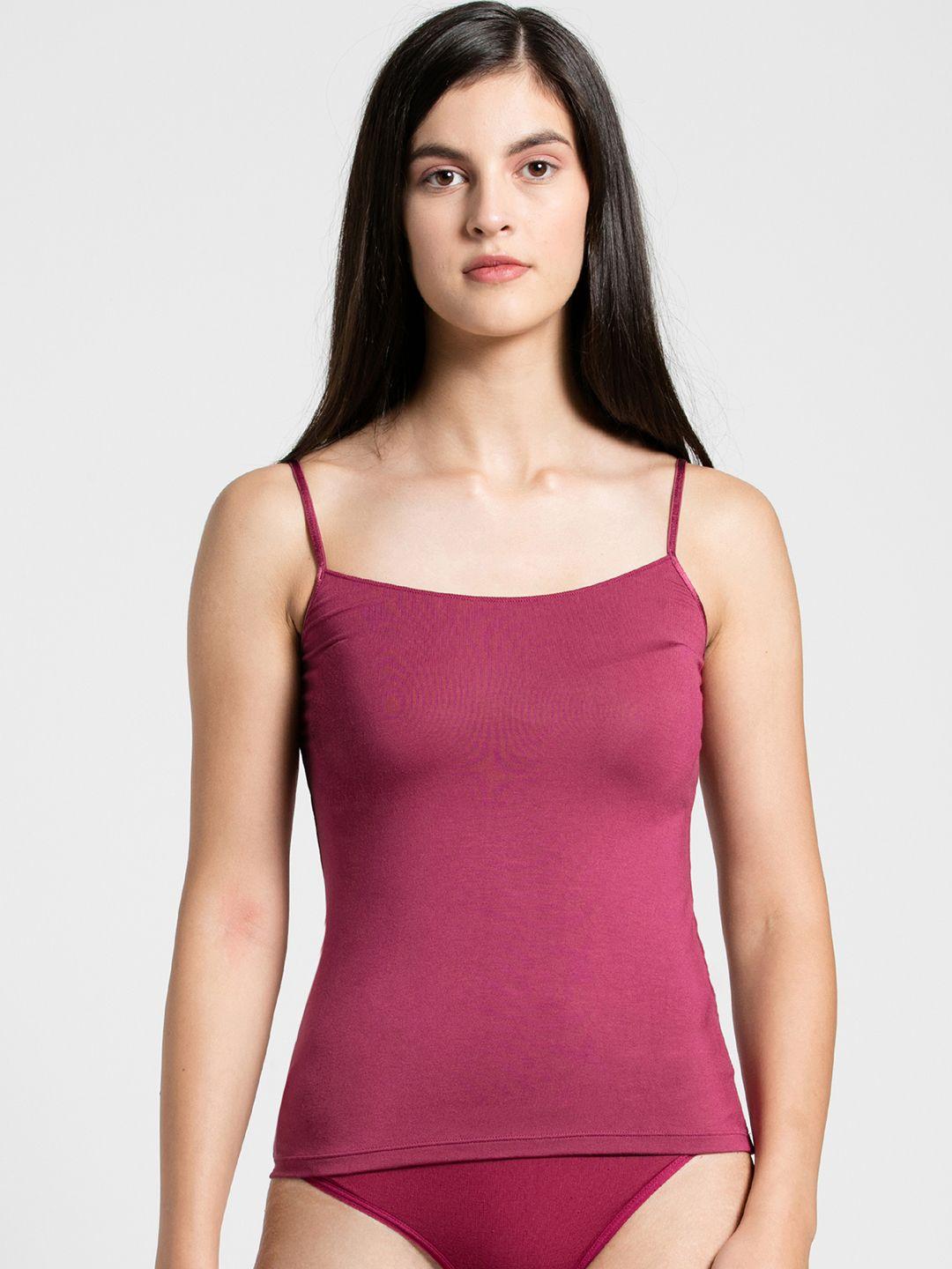 jockey women maroon solid modern fit camisole