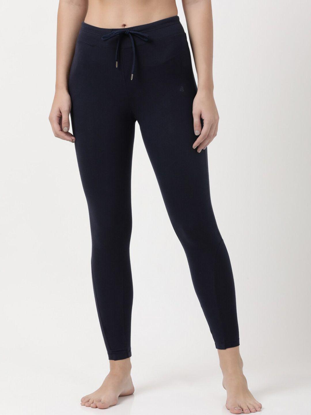 jockey women navy blue solid lounge pants