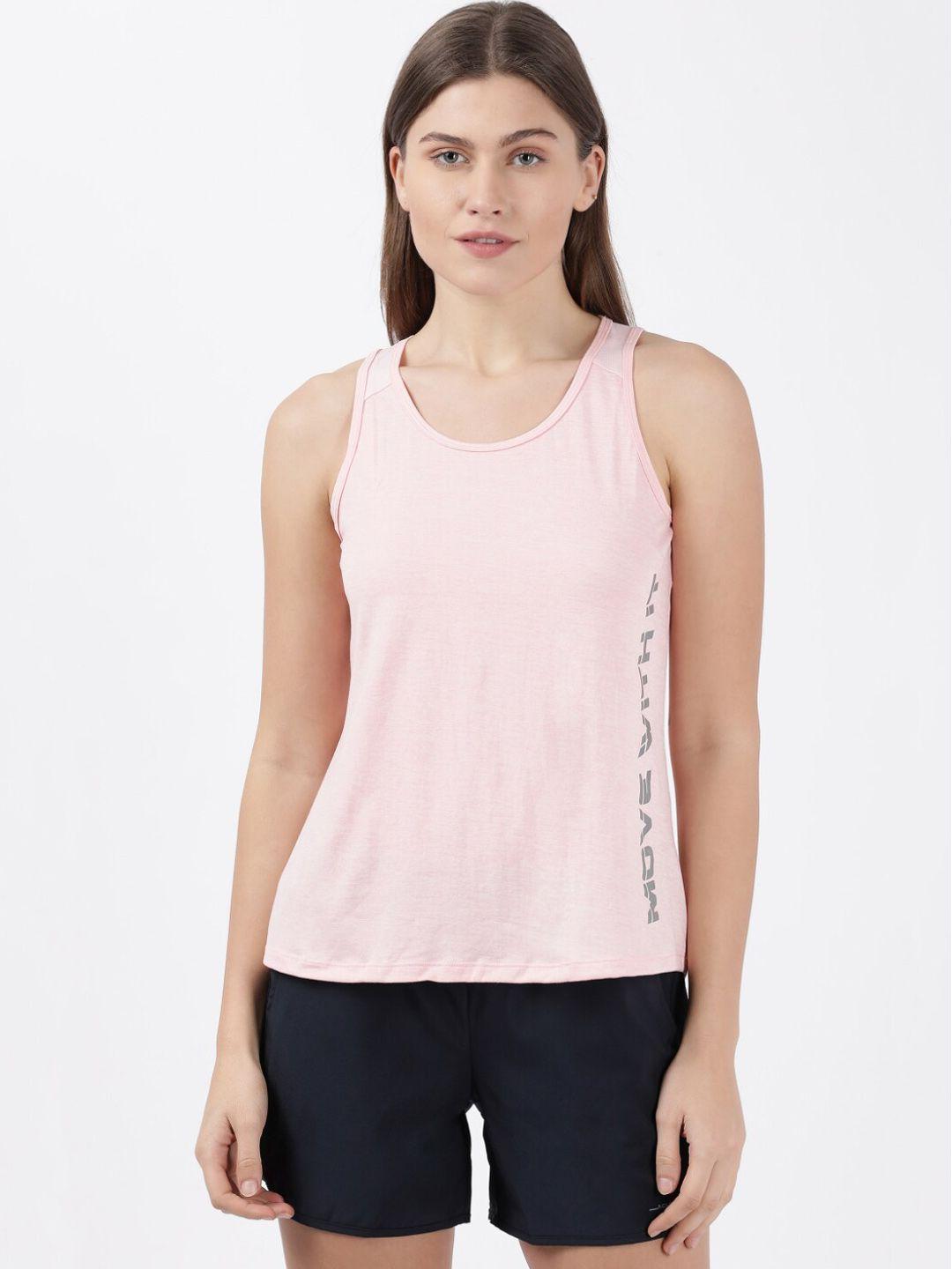 jockey women pink relaxed-fit printed pure cotton tops