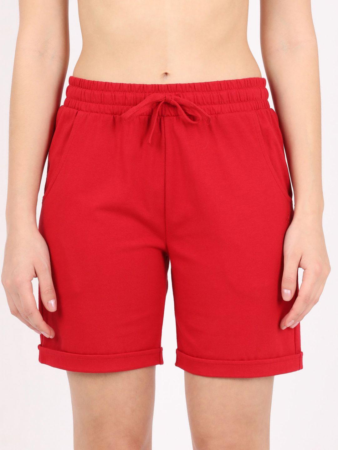 jockey women red cotton lounge shorts