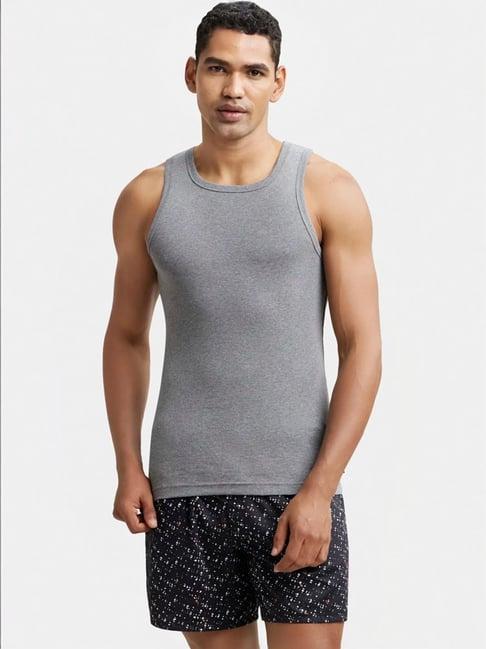 jockey zn14 grey melange super combed cotton rib sleeveless vest