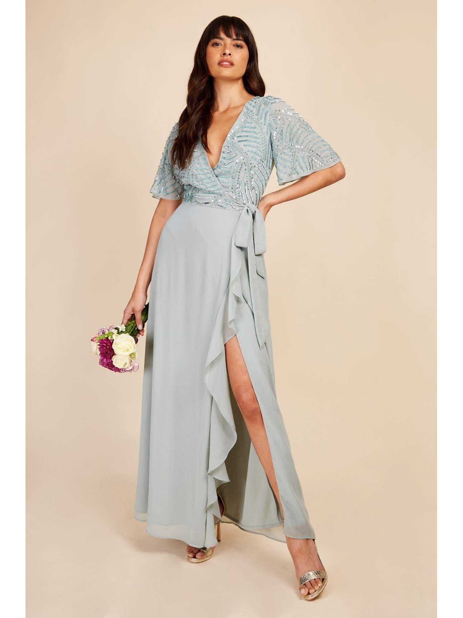 jodie bridesmaid waterlily embellished wrap maxi dress