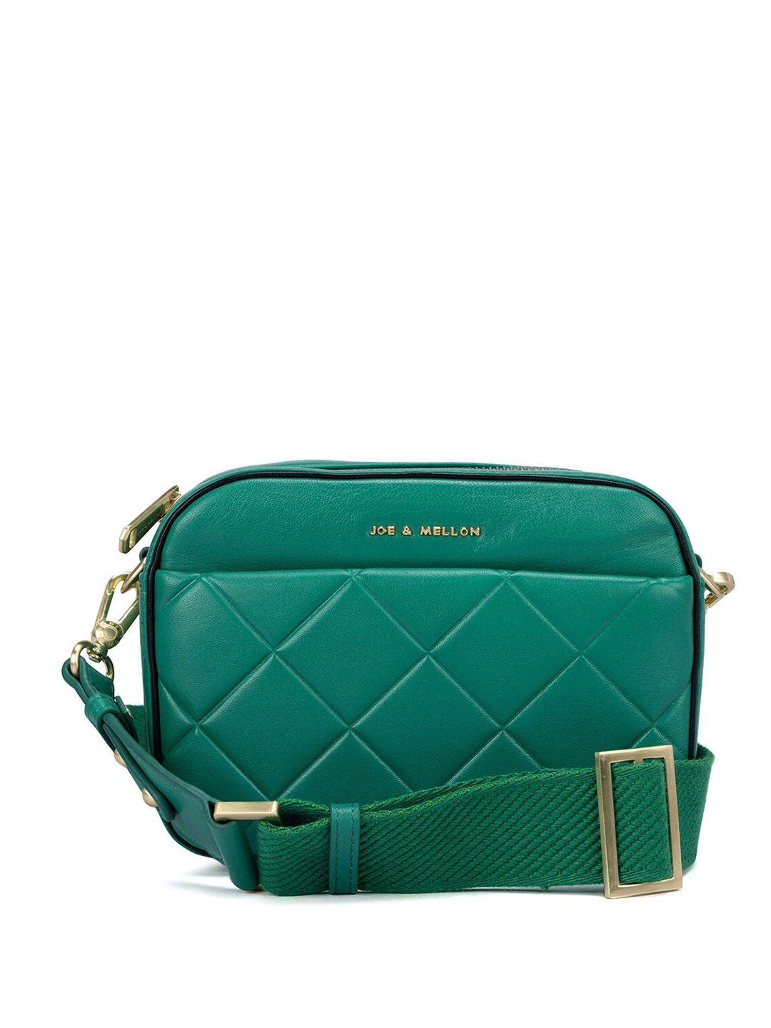 joe & mellon women green textured messenger bag
