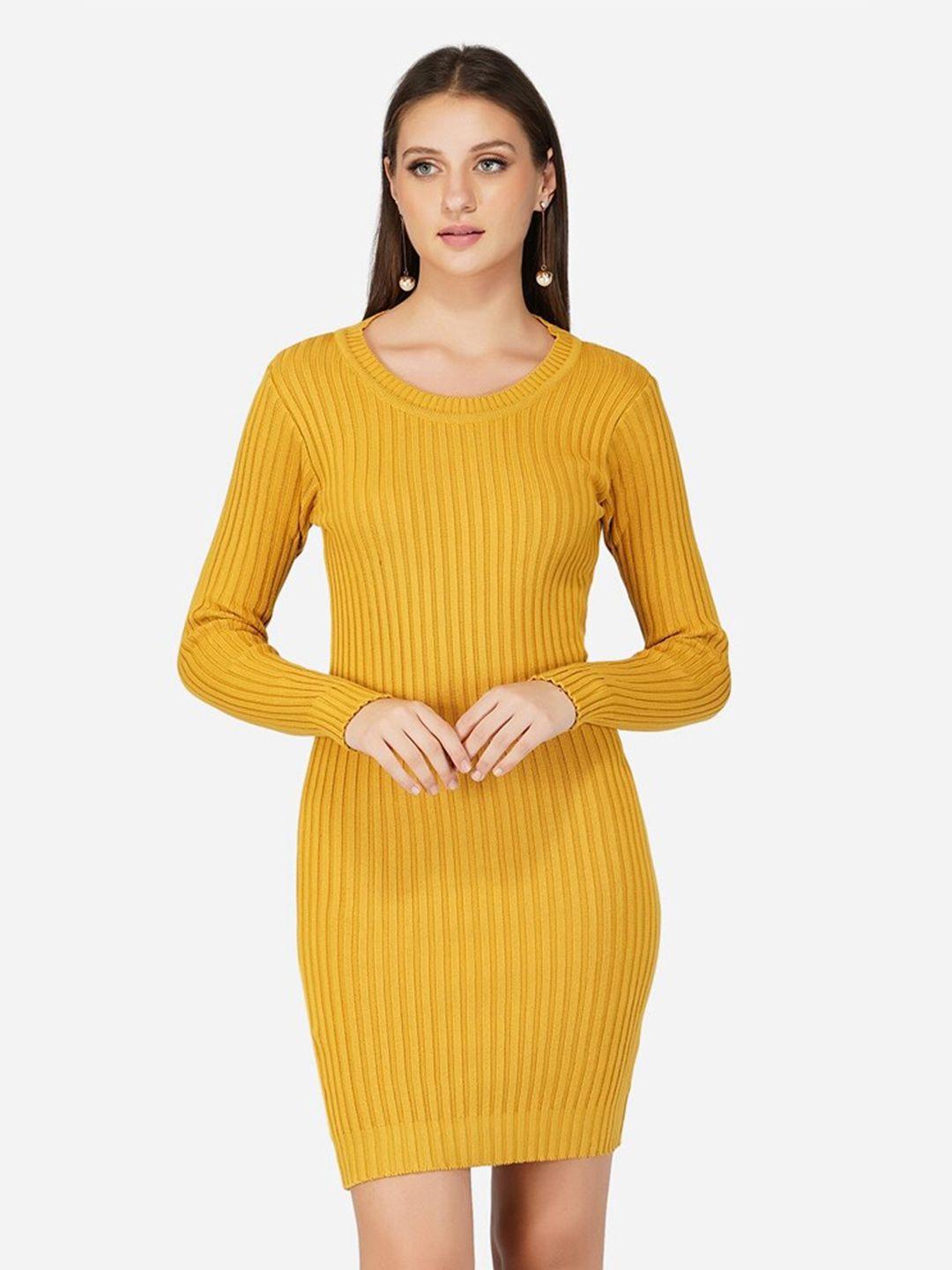 joe hazel mustard yellow striped bodycon dress