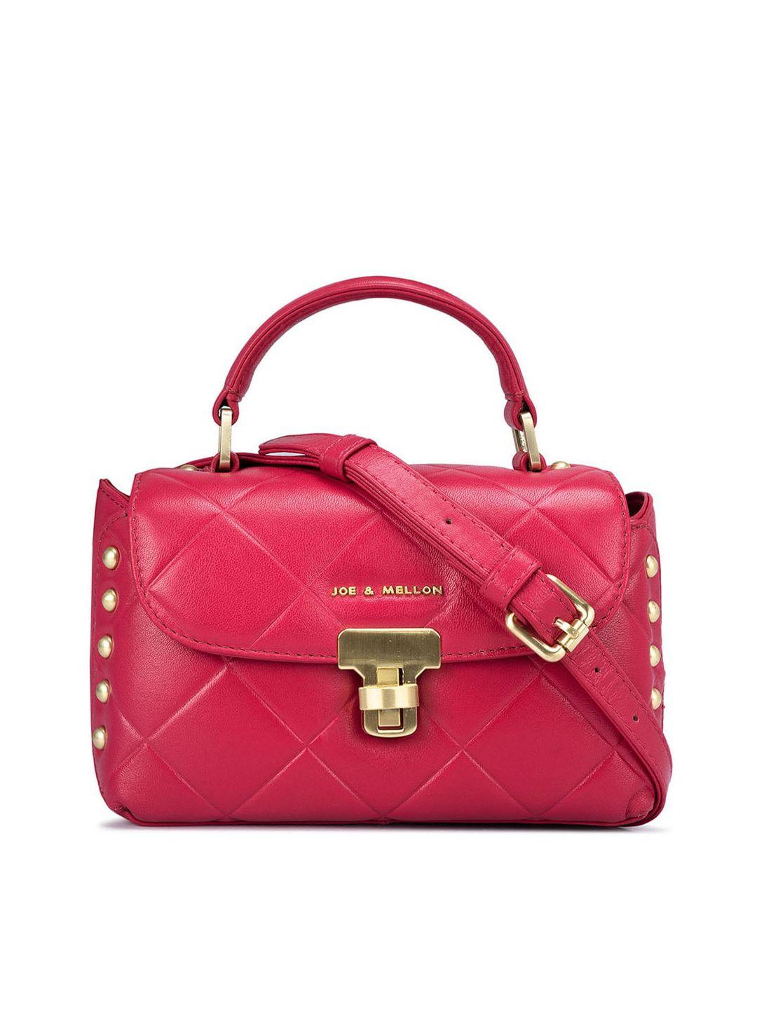 joe & mellon pink leather structured satchel