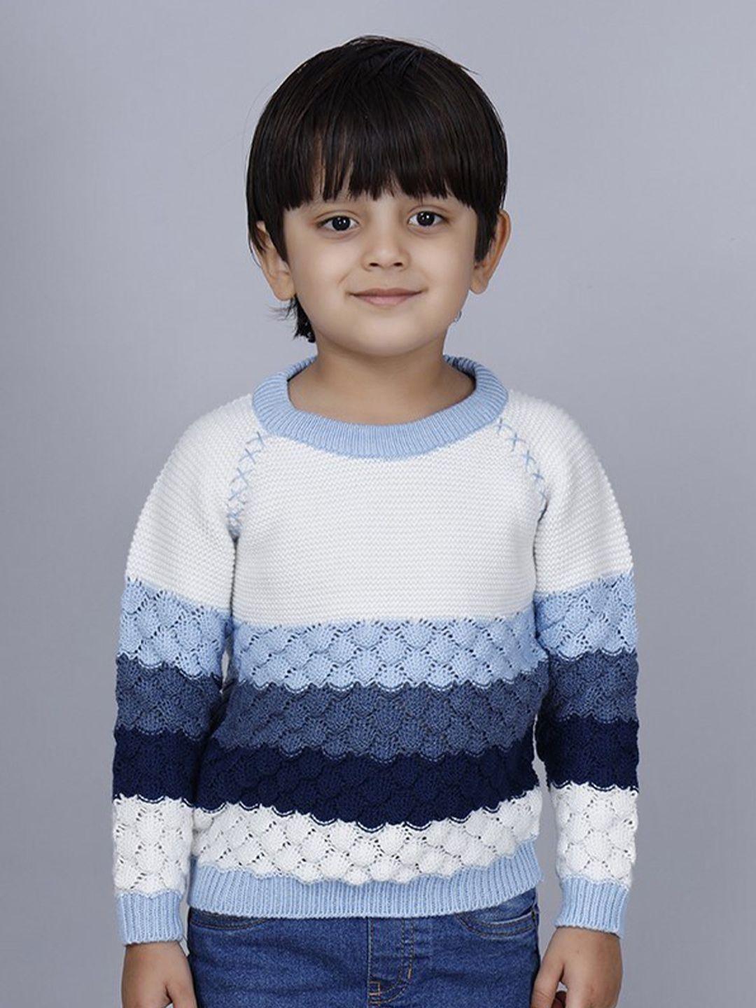 joe hazel boys blue & white colourblocked pullover