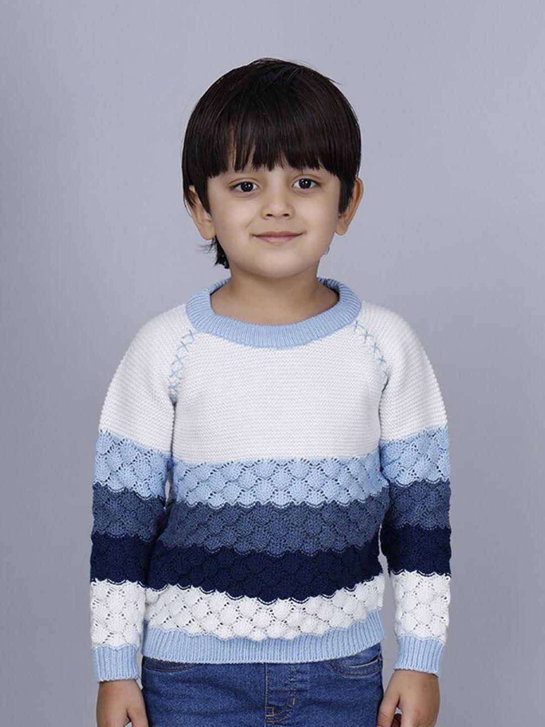 joe hazel boys blue & white striped pullover