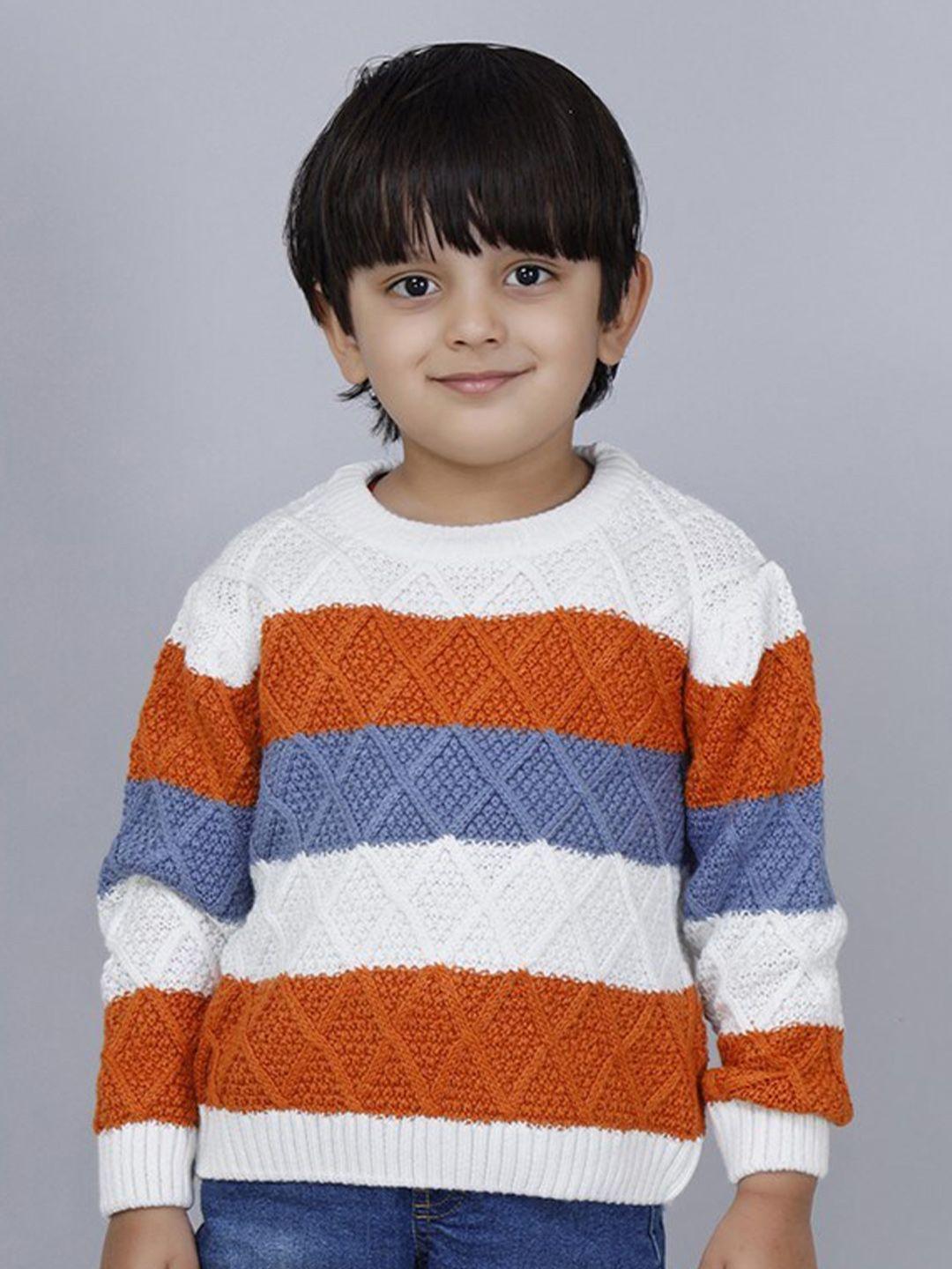 joe hazel boys orange & white striped pullover