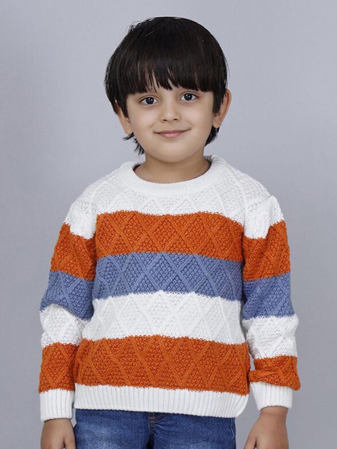 joe hazel boys orange & white striped pullover