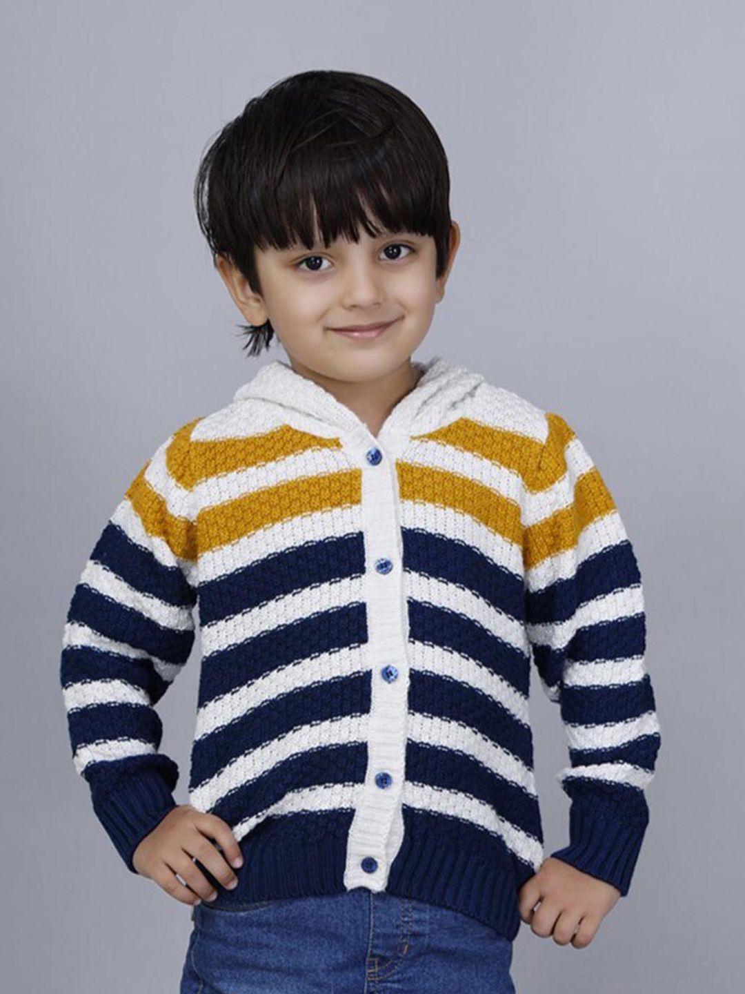 joe hazel boys white & blue striped cardigan