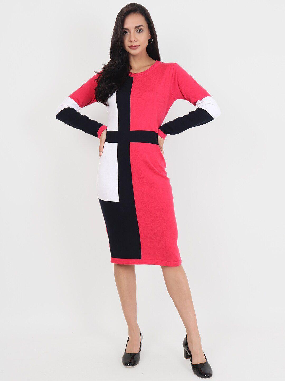 joe hazel colourblocked sheath cotton dress