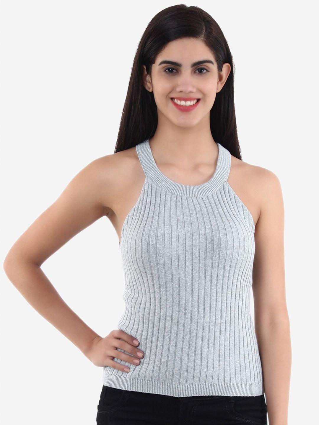 joe hazel grey pure cotton halter neck top