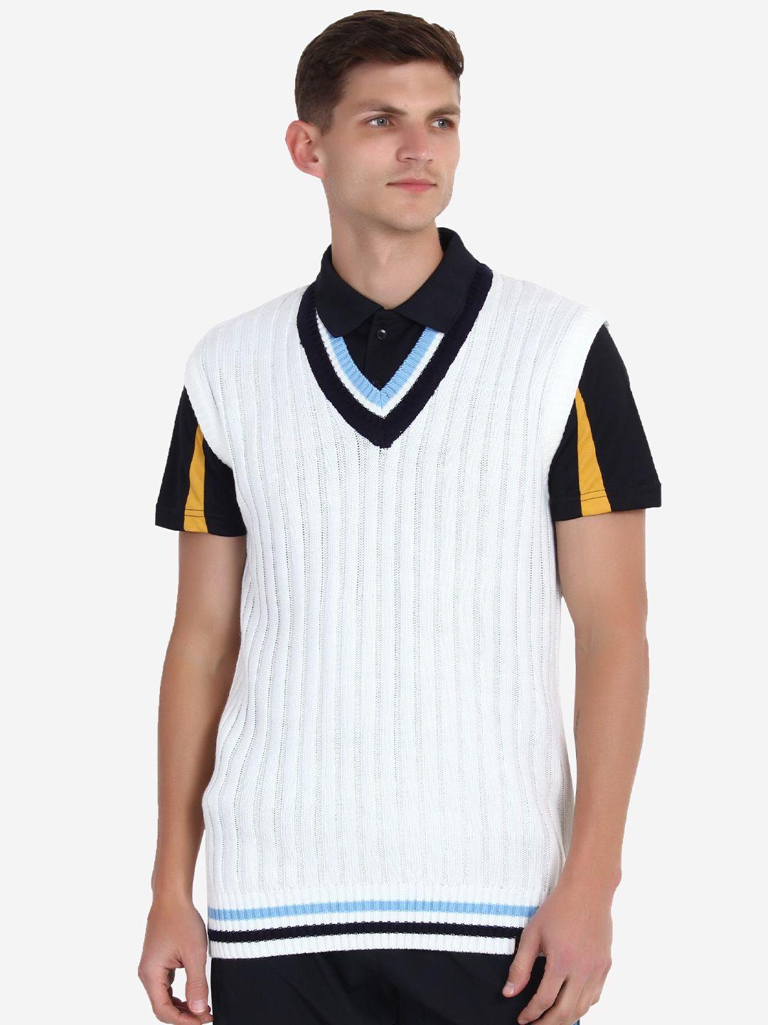 joe hazel men white & black acrylic sweater vest