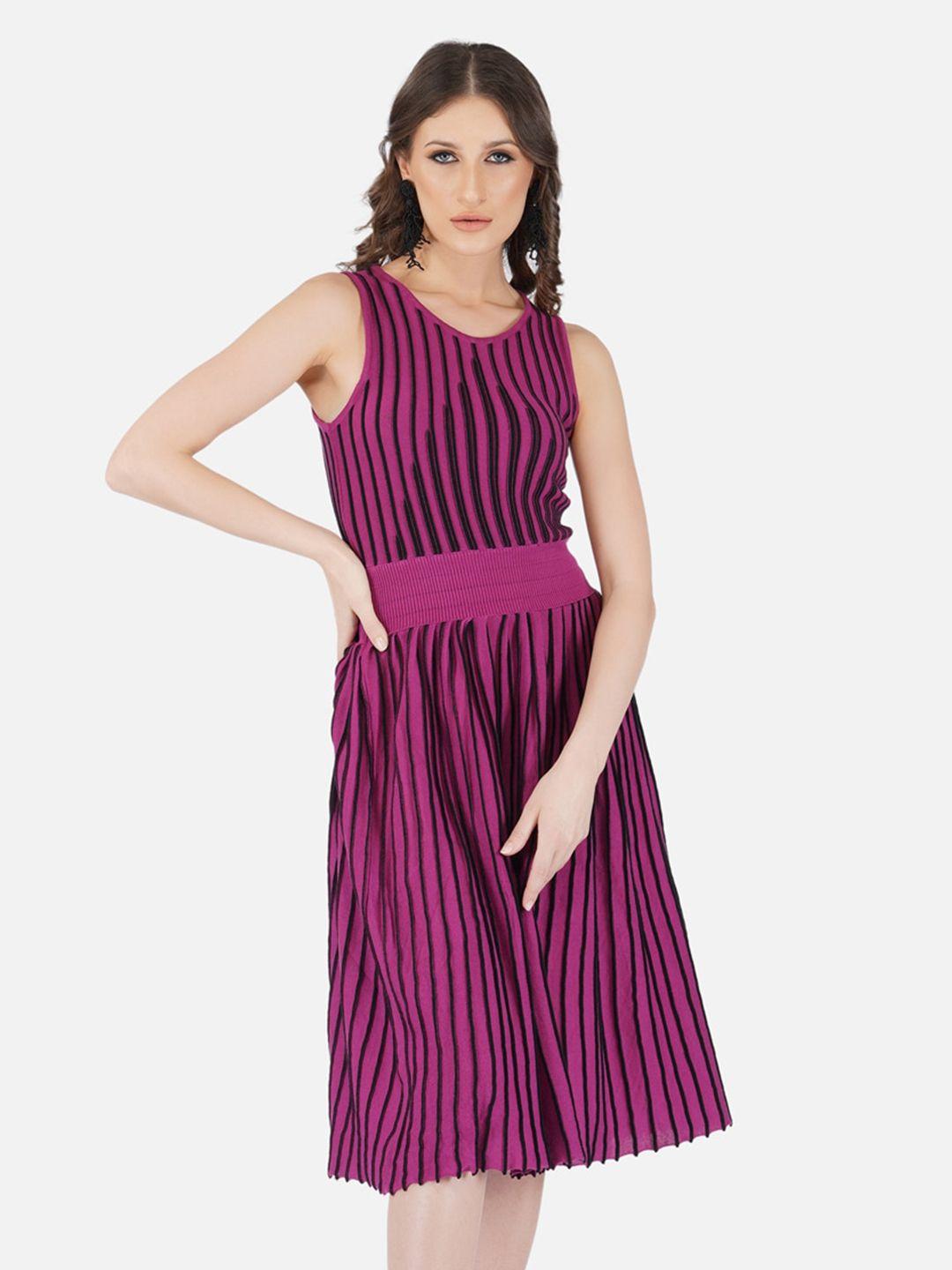 joe hazel striped knitted sleeveless cotton waisted dress