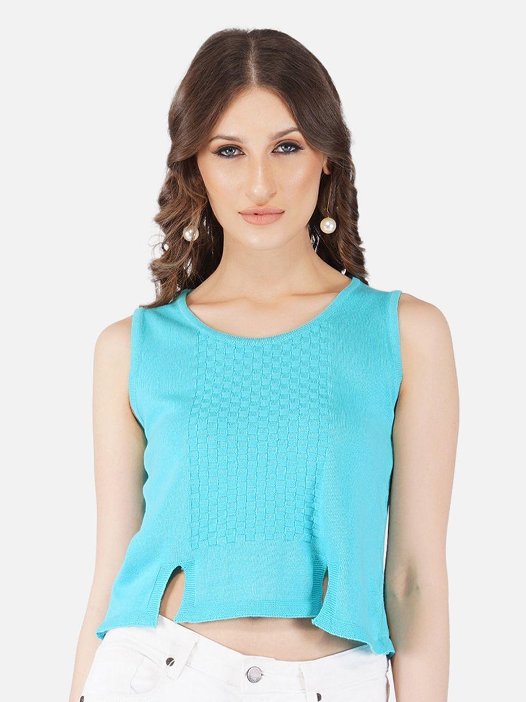 joe hazel turquoise blue cotton summer crop top