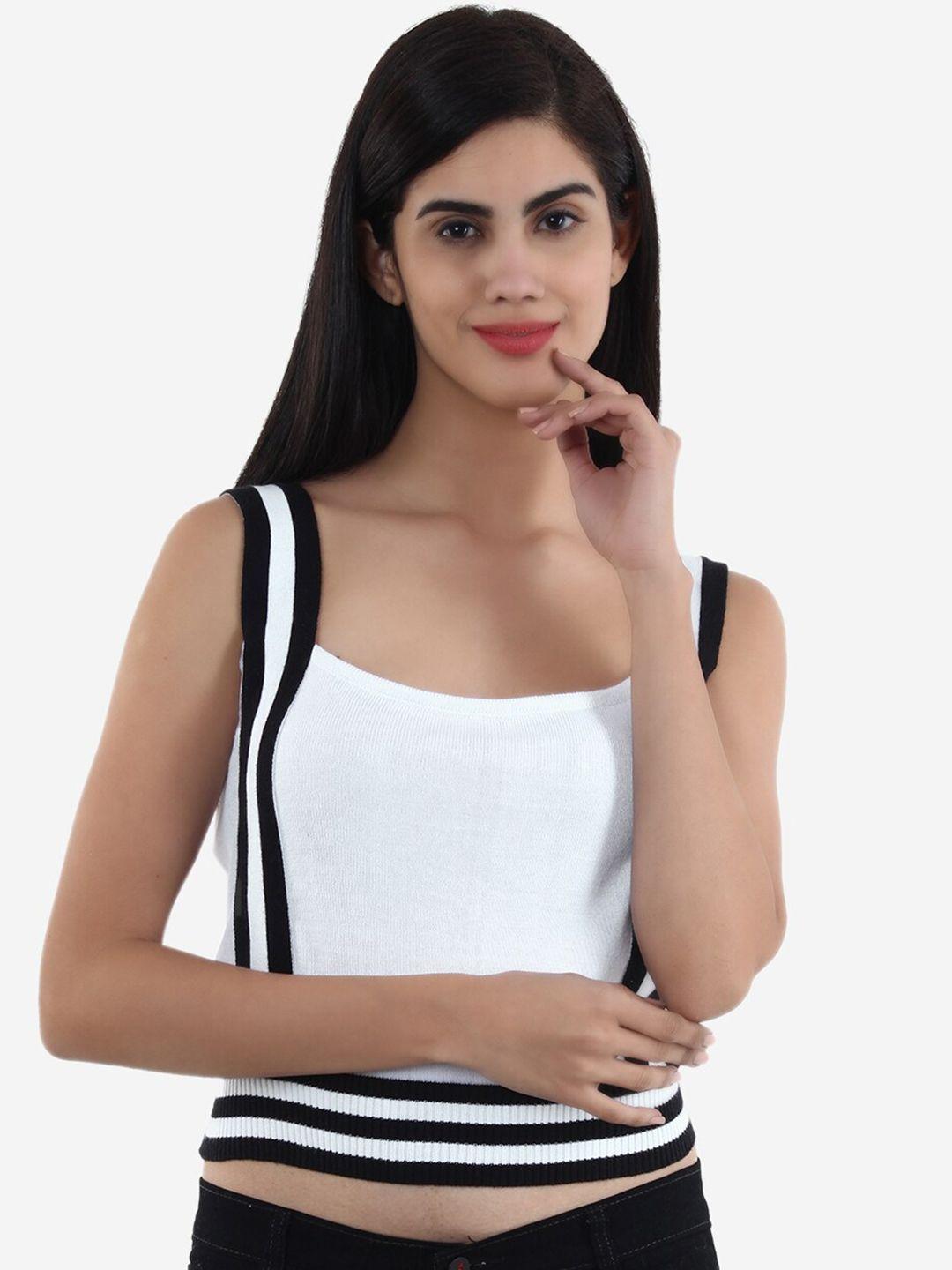 joe hazel white & black striped crop top