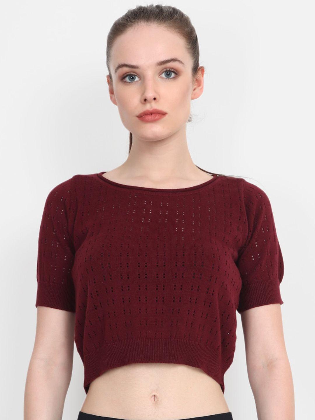 joe hazel woman maroon crop top