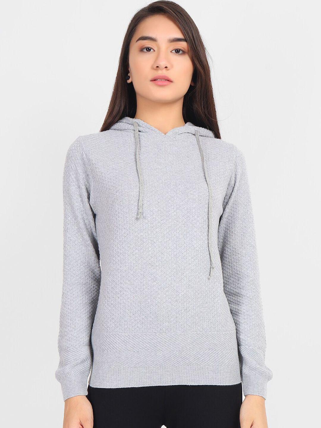 joe hazel women grey hooded sweatshirt