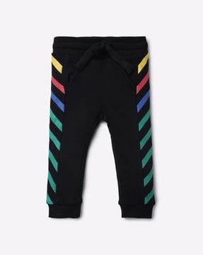 joggers with contrast striped panels