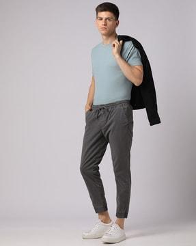 joggers with elasticated drawstring waist