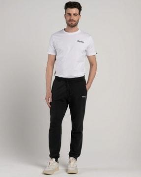 joggers with placement brand print