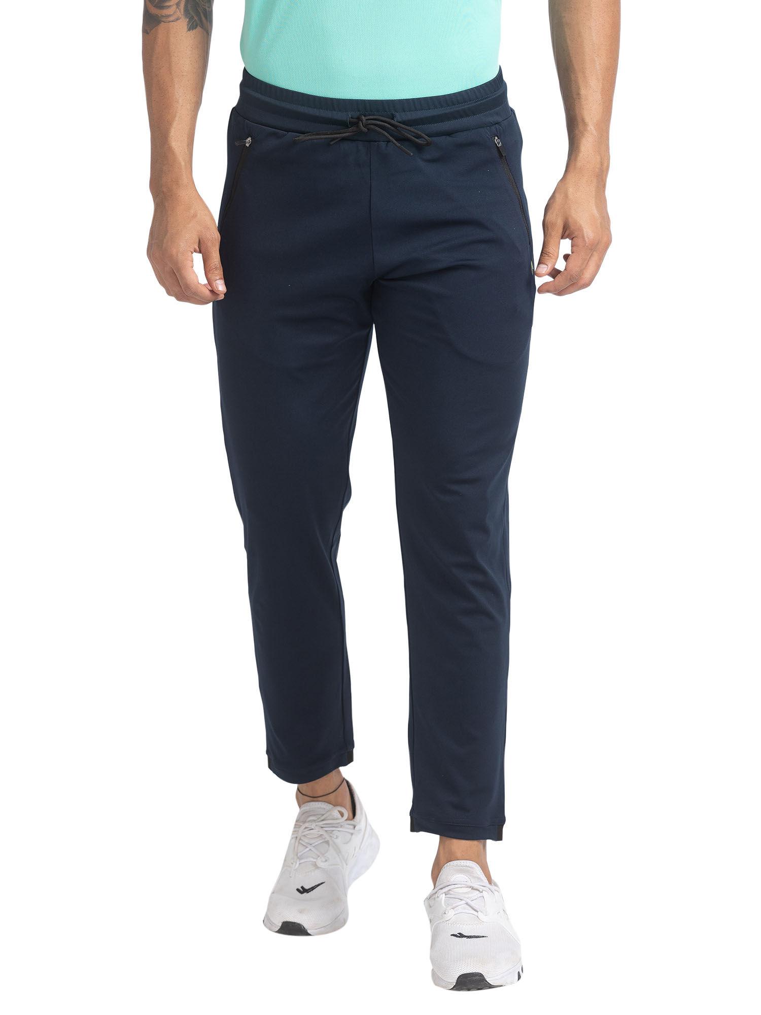 joggers fit solid dark blue track pant