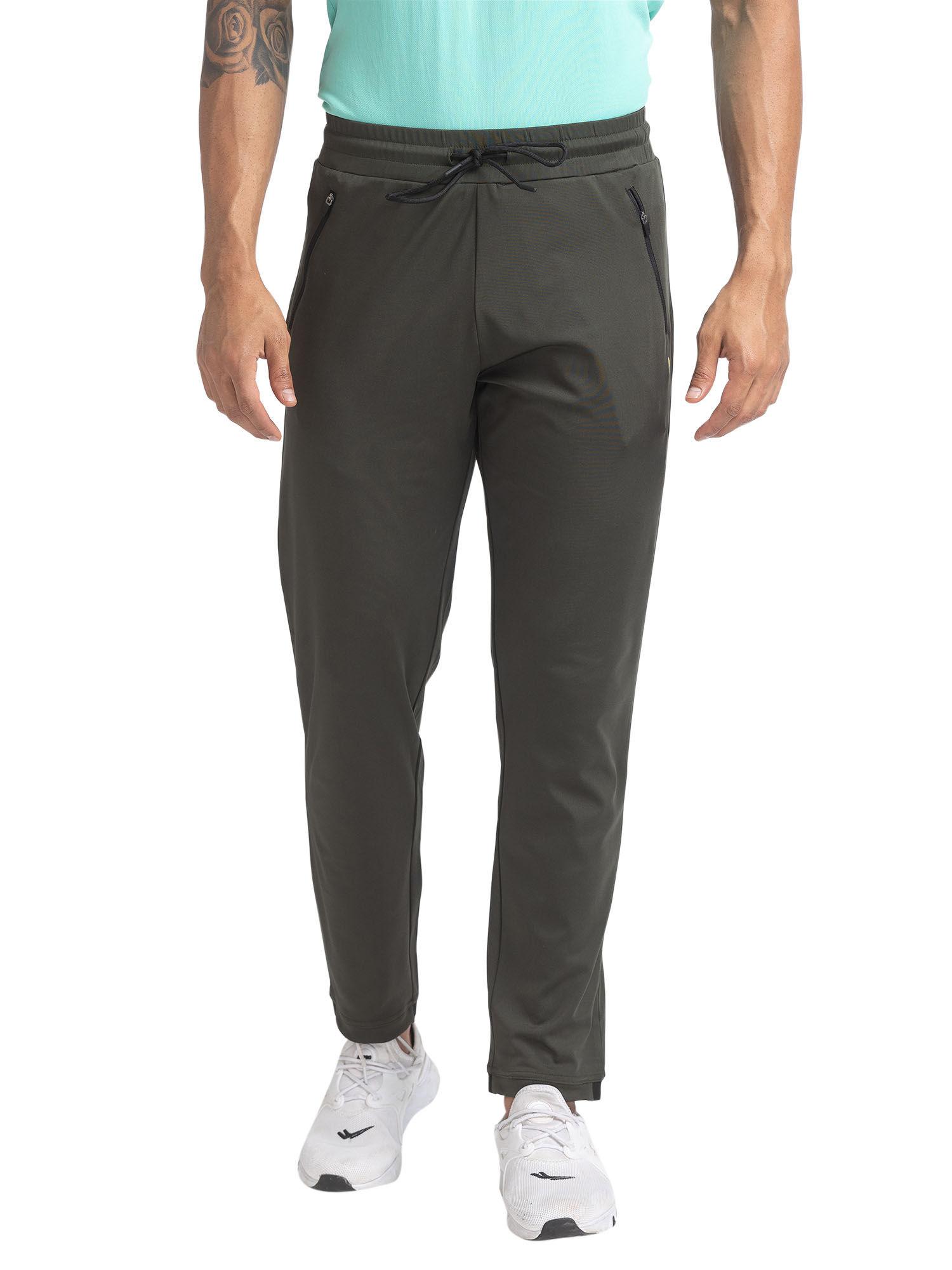 joggers fit solid dark green track pant