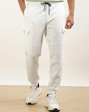 joggers with elasticated drawstring waist & flap pockets