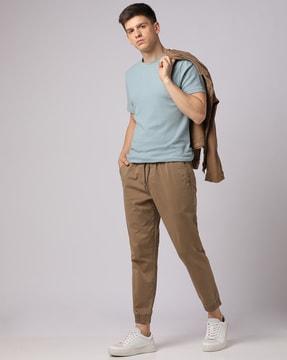 joggers with elasticated drawstring waist