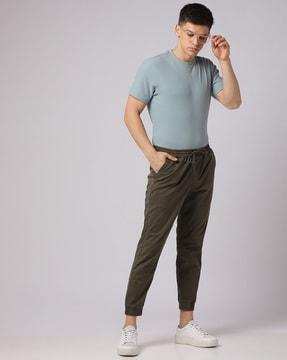 joggers with elasticated drawstring waist