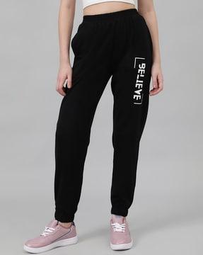 joggers with typographic print