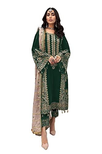 jogmaya fashion foux georgette embroidered pakistani salwar suit for women | kurta suit set | semi-stitched top and un-stitched bottom with duppata