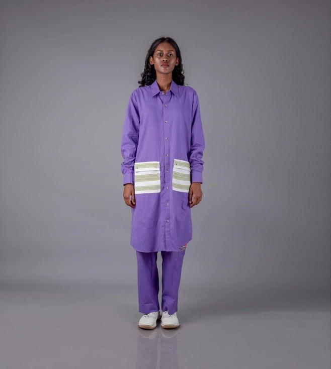 johargram women  purple solid cotton shirt