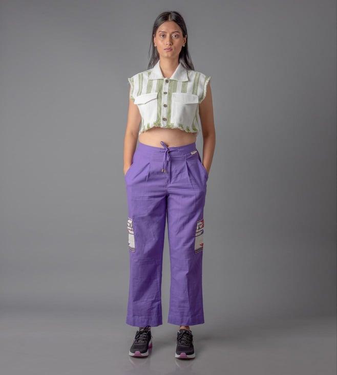 johargram women purple solid cotton trouser