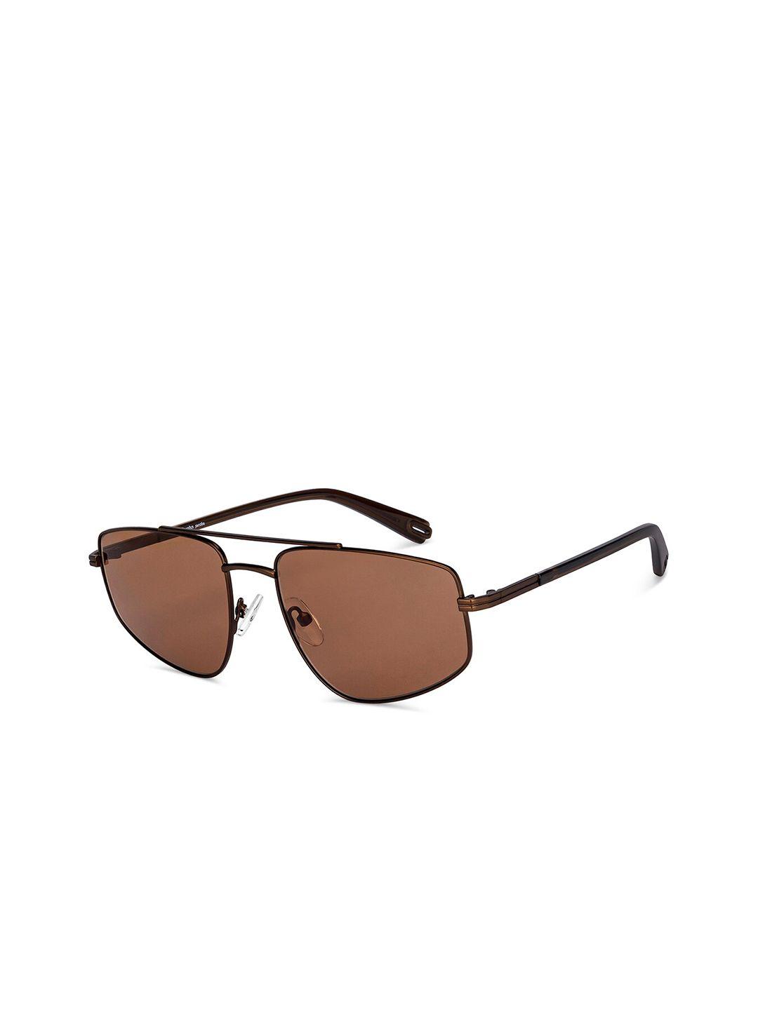 john jacobs unisex brown lens & gunmetal-toned round sunglasses with uv protected lens