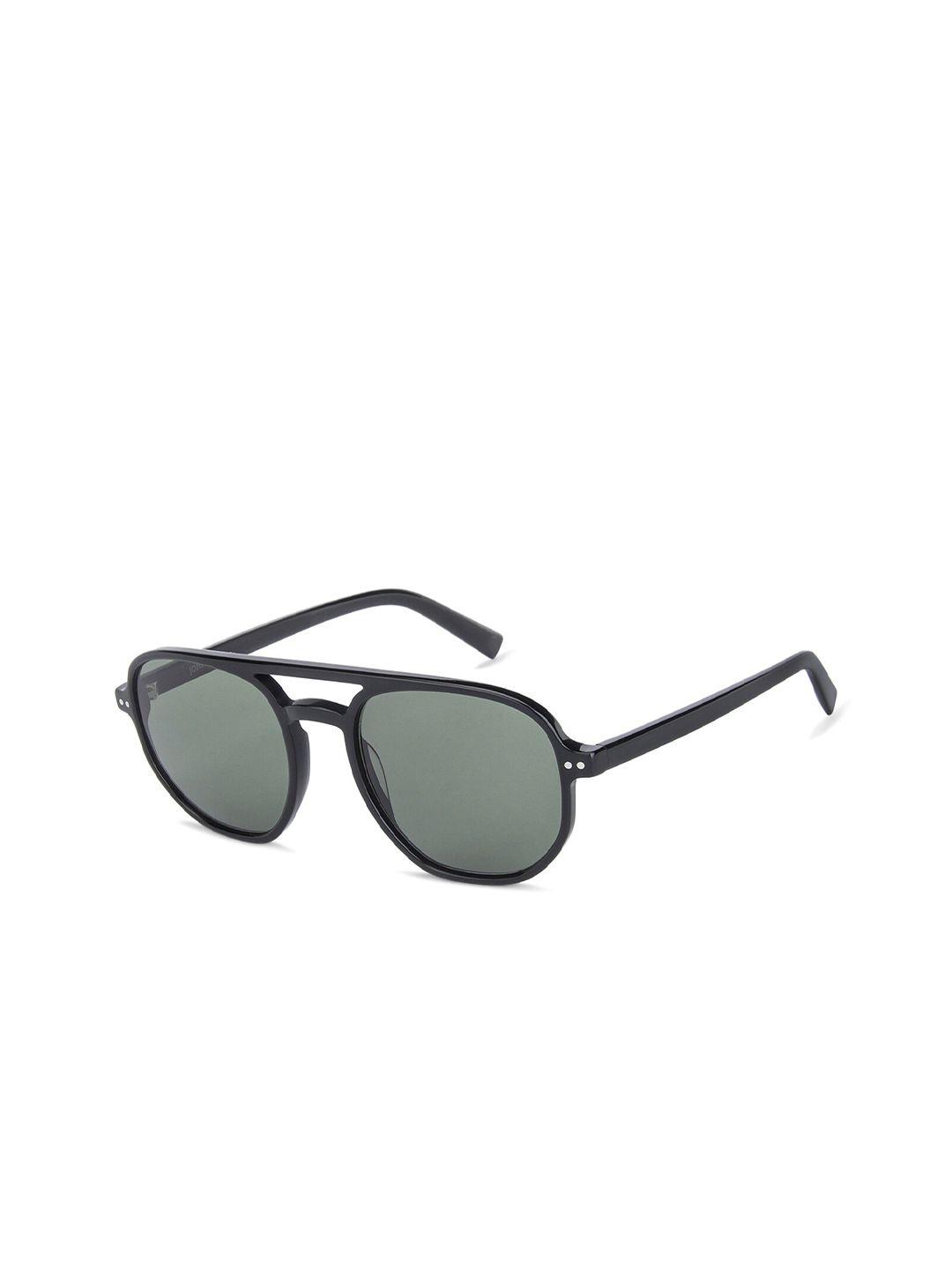 john jacobs unisex green lens & black square sunglasses with uv protected lens