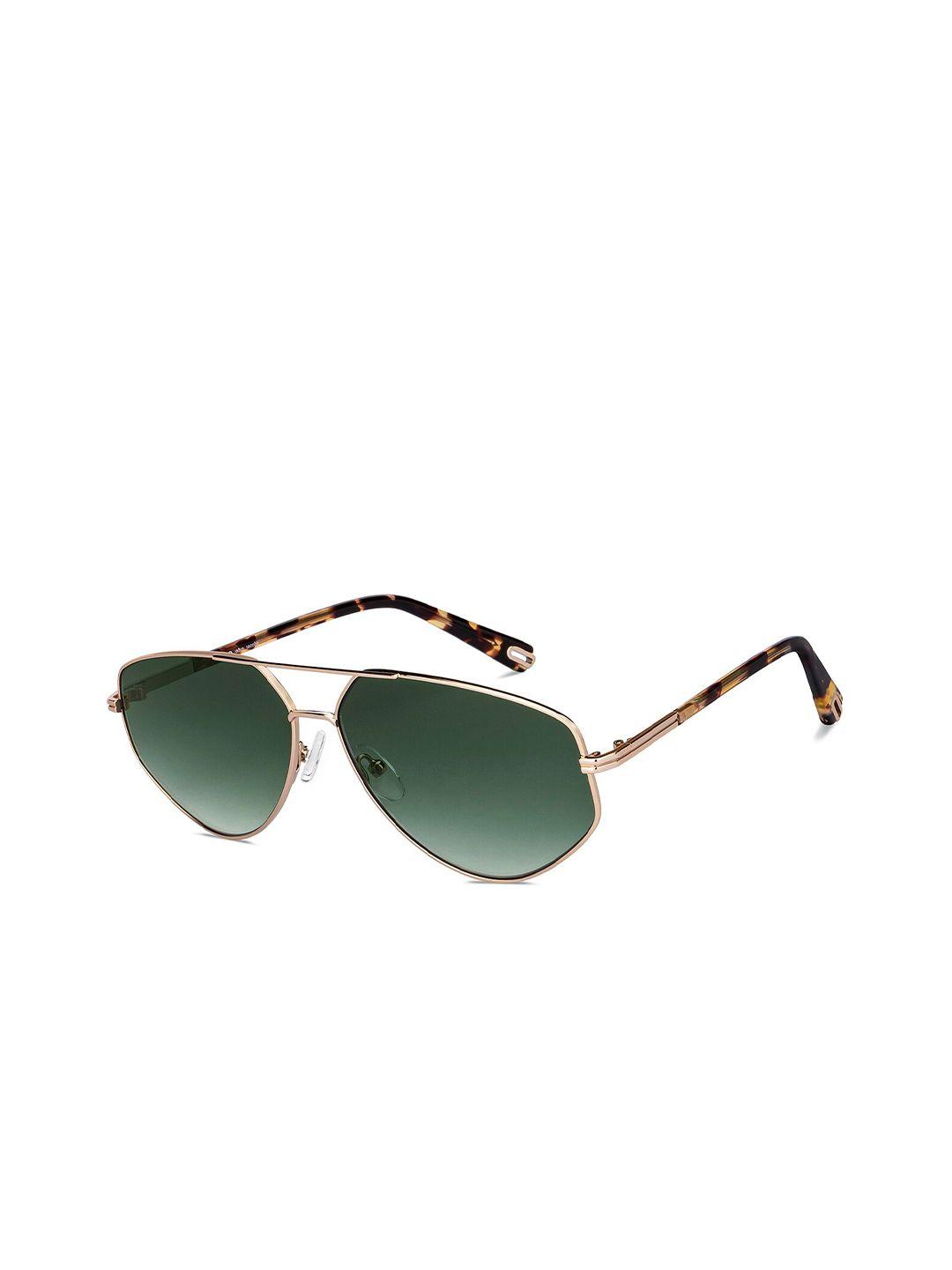 john jacobs unisex green lens & gold-toned aviator sunglasses with uv protected lens